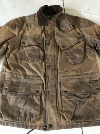Polo Ralph Lauren Large Oil Cloth Tarnished Jacket Wax FO Leather Brown RRL VTG 4