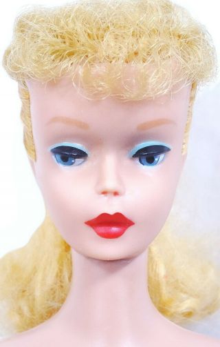 Stunning Vintage 5 Blonde Ponytail Barbie Doll With Huge Red Lips