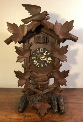 Vintage Hubert Herr Cuckoo Clock German Quail In Nest