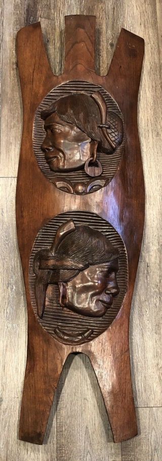 Vintage Large Tribal 40,  " Hand Carved Wooden Peruvian Shield So America Wall Art