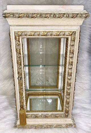 Vintage Horchow Italian Florentine Gold Leaf Curio Cabinet Vitrine Display Case
