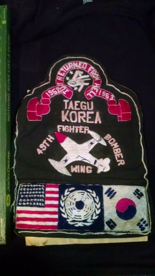 Vintage Korean War Theatre Made Back Patch Silk 49th Fighter Bomber Wing 1952 53