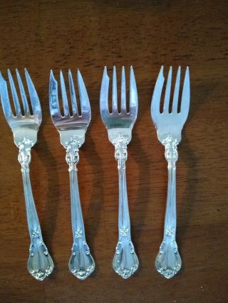 Four Gorham Vintage Sterling Silver Dessert Salad Forks Set Of 4 Chantilly