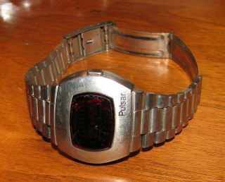 Vintage Pulsar Led Time Computer Watch James Bond Astronaut Stainless 37984 A