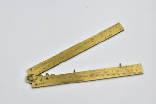 French Drafting Drawing Instrument Geometry Folding Ruler 18th Century Signed