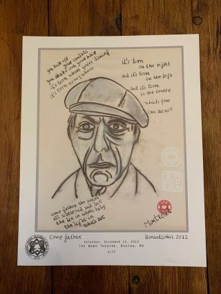 Leonard Cohen Rare Lithograph " Come Gather " 9/75 Old Ideas Tour W/coa