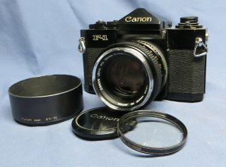 Vintage Black Canon F - 1 Slr 35mm Film Camera W/50mm F/1.  4 Fd Lens Exc