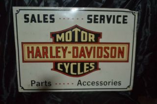 H - D Vintage Dealer Sales Service Parts Accessories Tin Sign