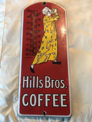 Hills Bros.  Coffee Thermometer Porcelain Sign Rare Vintage