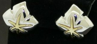 Tiffany & Co.  Rare Vintage 18k Gold/sterling Silver Plant Leaf Earrings