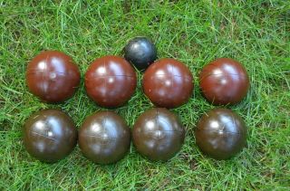 Vintage Bocce Ball Set Lawn Bowling Italy Complete With Wooden Pallino