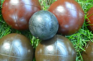 VINTAGE BOCCE BALL SET LAWN BOWLING ITALY COMPLETE WITH WOODEN PALLINO 4