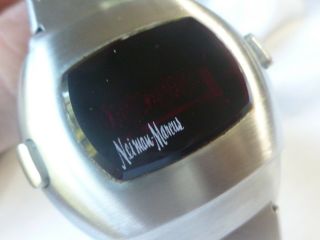 Vintage Men ' s Neiman Marcus Pulsar P3 LED Digital Watch Stainless Steel 11