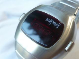Vintage Men ' s Neiman Marcus Pulsar P3 LED Digital Watch Stainless Steel 12