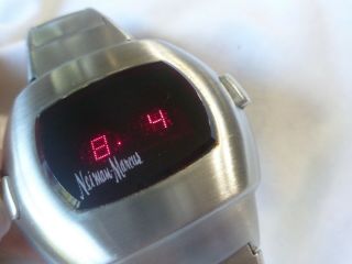 Vintage Men ' s Neiman Marcus Pulsar P3 LED Digital Watch Stainless Steel 2
