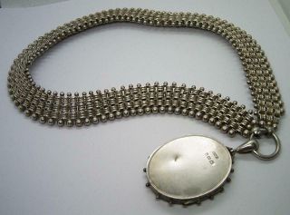 HEAVYWEIGHT ANTIQUE VICTORIAN SOLID SILVER COLLAR AND LOCKET 1882 11