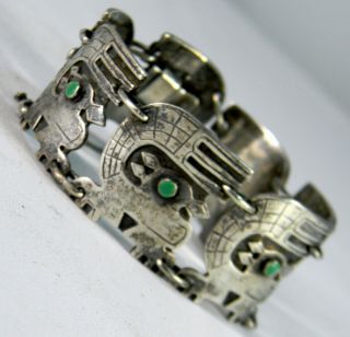 Vintage Graziella Laffi Sterling Silver Peru Mayan Chinchilla Bracelet Enamel