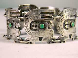 Vintage Graziella Laffi Sterling Silver Peru Mayan Chinchilla Bracelet Enamel 4