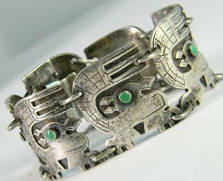 Vintage Graziella Laffi Sterling Silver Peru Mayan Chinchilla Bracelet Enamel 5
