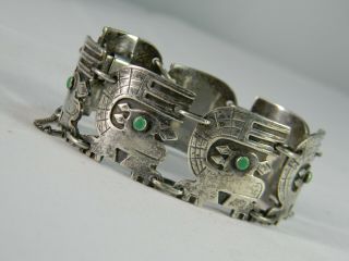 Vintage Graziella Laffi Sterling Silver Peru Mayan Chinchilla Bracelet Enamel 6