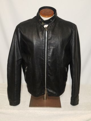 Vintage Excelled Black Leather Motorcycle Jacket Mens Sz 40 Usa Biker W/liner