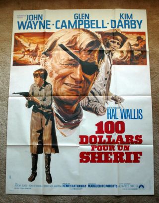Vintage 1969 John Wayne - True Grit Movie Poster 1sh Film Glen Campbell