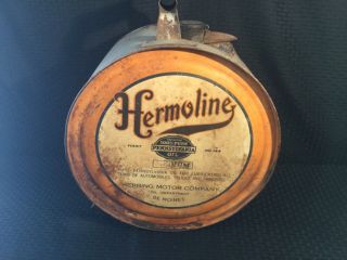 Vintage Hermoline Oil Rocker Can Pennsylvania Oil Herring Motor Company Rare
