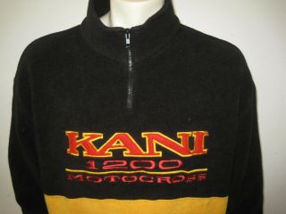Vintage 1990s KARL KANI Motocross Colorblock Pullover Fleece Jacket Size XXL 2