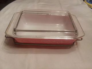 Vintage Pyrex Pink Scroll 575b Casserole W/lid & Cradle Space Saver
