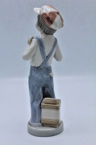 Vintage Lladro Spain Figurine 4898 Boy From Madrid In Overalls Retired 8.  5 "