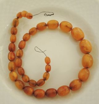 Antique Aged Butterscotch Amber Beads Broken Necklace 15g