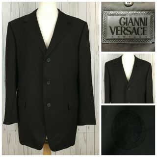 Gianni Versace Couture Vintage 3 Btn Wool W/ Medusa Blazer Sport Coat Jacket 46l