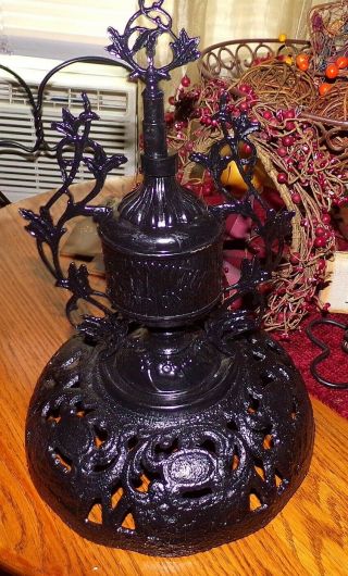 Vintage Ornate Cast Iron Parlor Wood/Coal/Heat Stove Topper Beckwith Round Oak 2