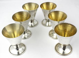 Antique Set Of 6 George A.  Henckel Sterling Silver Cordial Cups,  York C1920