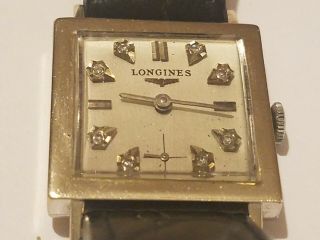 Vintage Longines 14k Solid White Gold & Diamond Dial Watch - Caliber 370