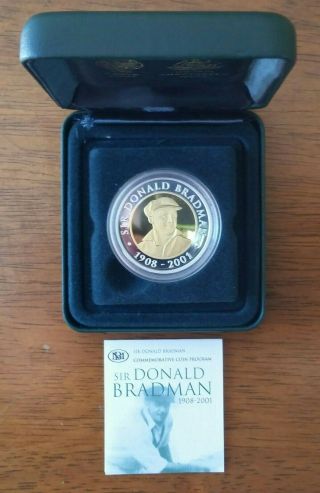 Sir Donald Bradman 2001 99.  9 Solid Gold/silver $20.  00 Commemorative Coin.  Rare