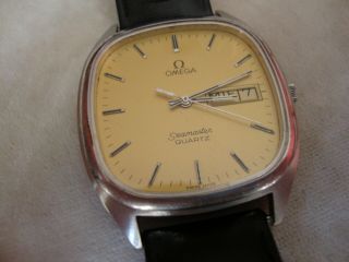 Vintage Omega Seamaster Day&date Quartz Cal.  1425,  Yellow Dial,  Swiss Made