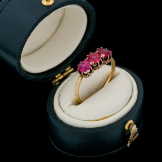 Antique Vintage Art Nouveau 18k Yellow Gold Ruby Engagement Wedding Ring Sz 5.  25