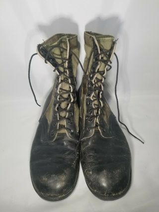 Vtg Vietnam Era Green Canvas Black Leather Military C.  I.  C Combat Jungle Boot 14r