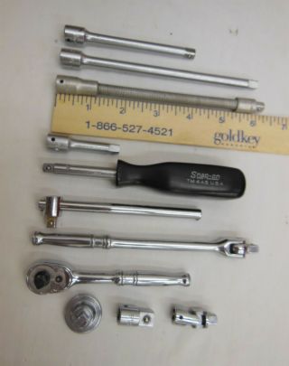 Vintage Snap - On 1/4 " Drive Accessories Includes Ratchet,  Ext,  Universal,  Thumb Whl
