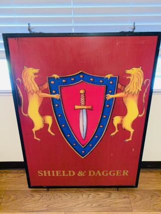 English Pub Sign Shield & Dagger Double Sided Vintage? Ready To Hang