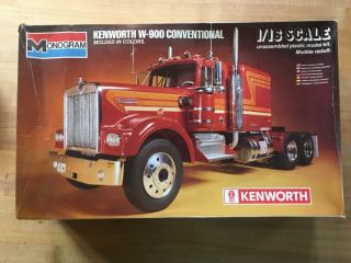 Monogram Kenworth W - 900 Conventional Vintage Model Truck Kit 2501,  1981