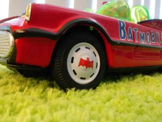 Rare BATMAN & ROBIN Tin Litho Batmobile Battery Op.  Car Toy Taiwan 1970 ' s 11