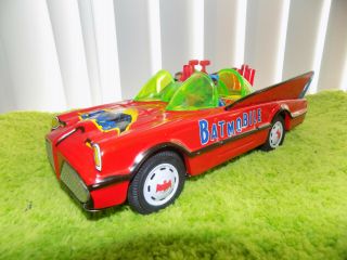 Rare Batman & Robin Tin Litho Batmobile Battery Op.  Car Toy Taiwan 1970 