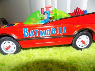 Rare BATMAN & ROBIN Tin Litho Batmobile Battery Op.  Car Toy Taiwan 1970 ' s 5