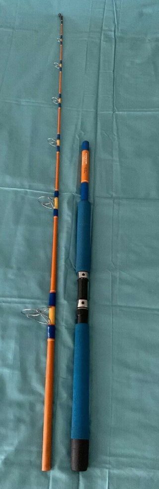 Kencor 610 - 70s 7’ Tenlew Magnaglas 12 - 40lb Fishing Rod Made In Usa Vintage Rare