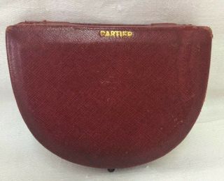 Antique Vintage CARTIER Tooled Leather Cuff Link Box Gold Embossing - Silk Lining 6