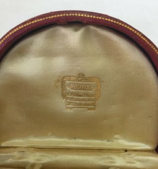 Antique Vintage CARTIER Tooled Leather Cuff Link Box Gold Embossing - Silk Lining 7