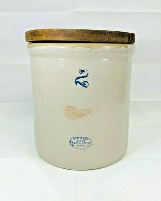 Vintage Red Wing 2 Gallon Stoneware Crock With Lid
