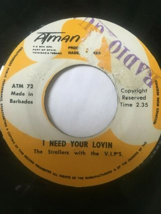 Very Rare Northern Soul 45/ Strollers & The Vips " I Need Your Lovin " Hear